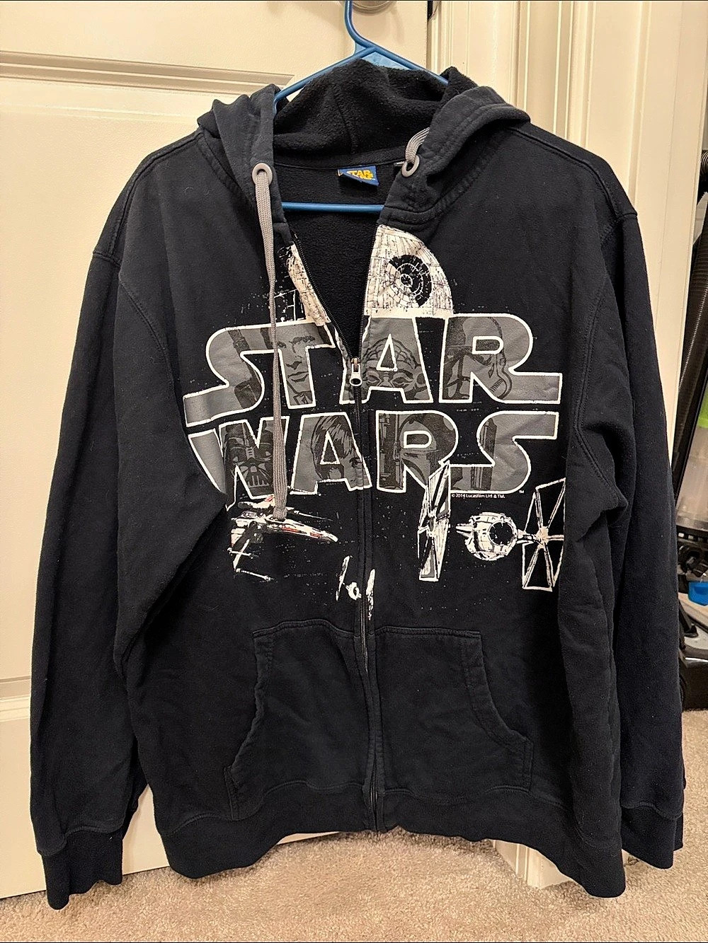Star Wars Character Collage Graphic Full Zip Hoodie Black & Gray XL